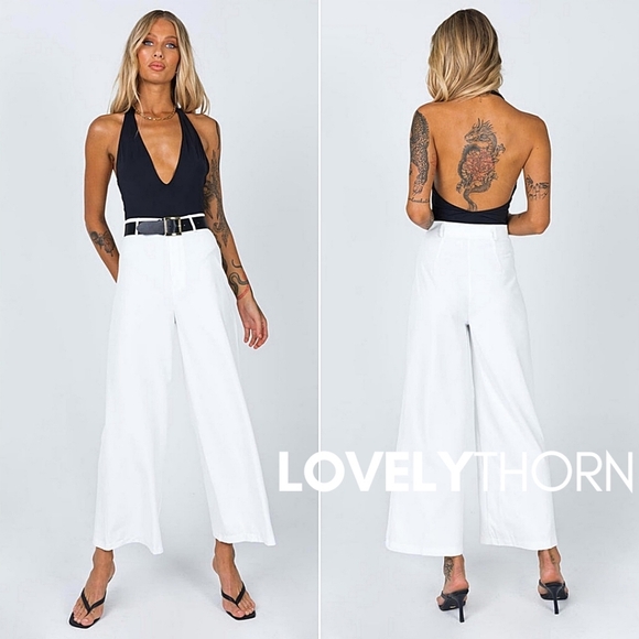 PRINCESS POLLY // zoya white high waisted wide leg pants - Picture 1 of 7